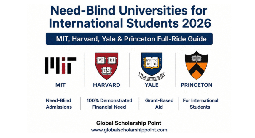 Need-Blind Universities for International Students 2026: MIT, Harvard, Yale & Princeton Full-Ride Guide