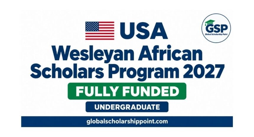 Wesleyan African Scholars Program 2027 fully funded undergraduate scholarship in USA